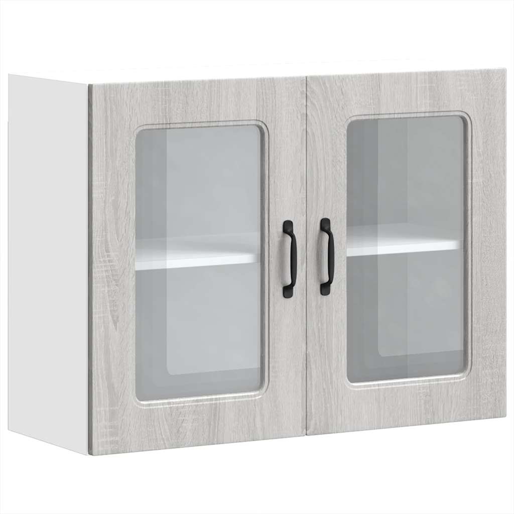 vidaXL Armario pared cocina puerta de cristal Kalmar sonoma gris