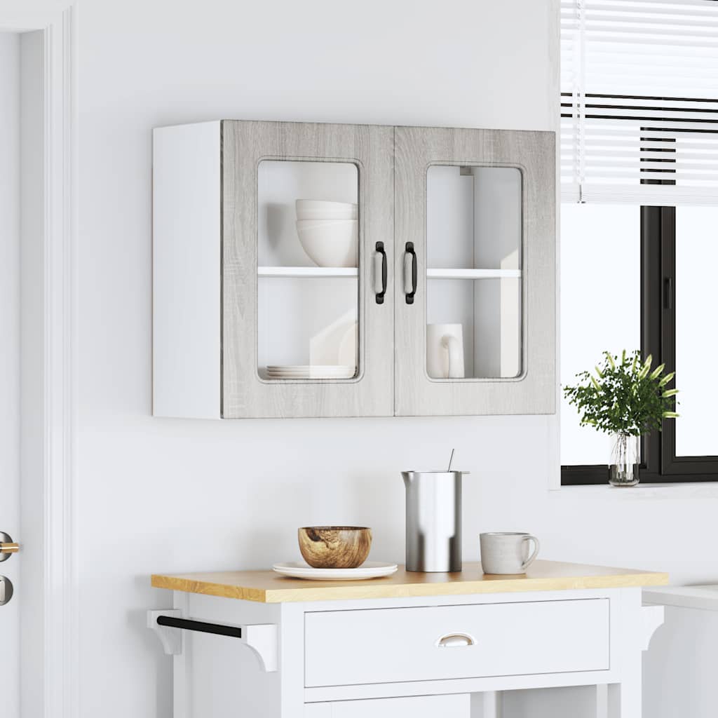 vidaXL Armario pared cocina puerta de cristal Kalmar sonoma gris