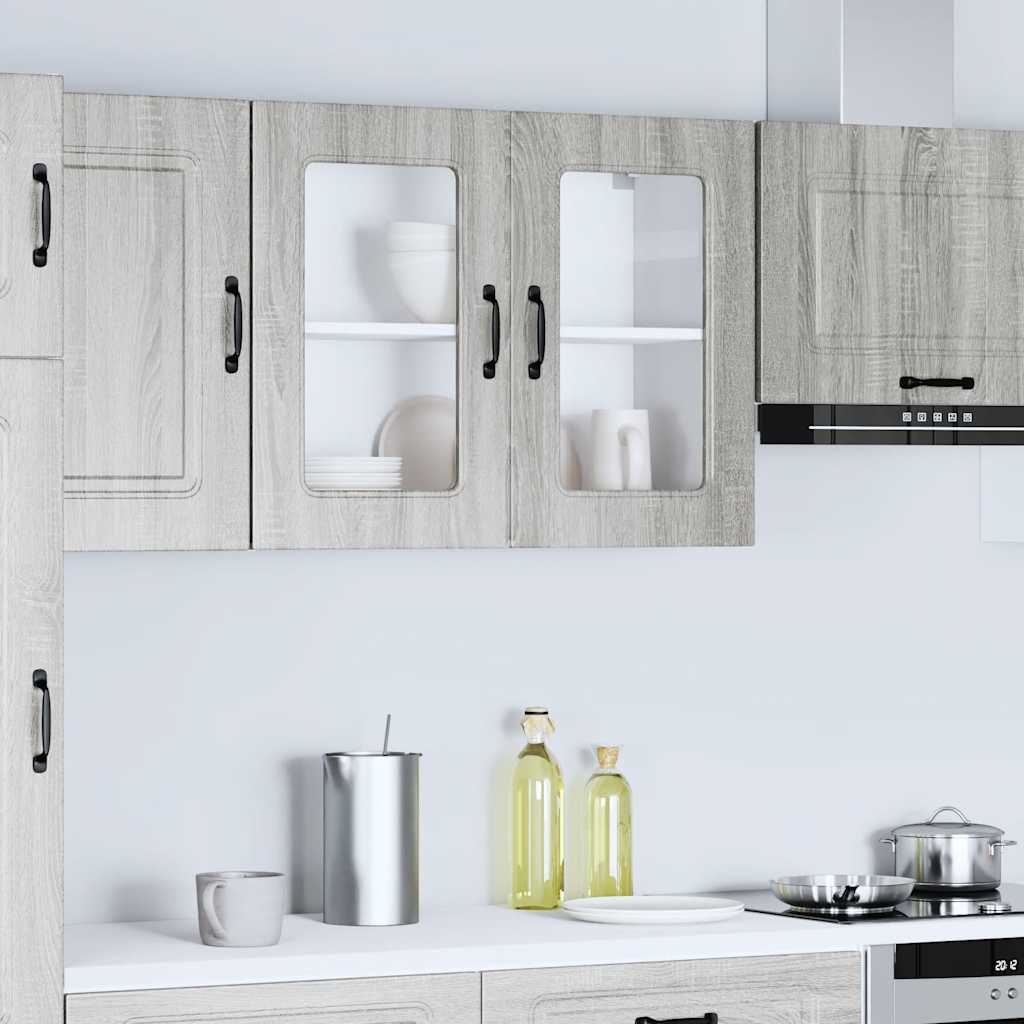 vidaXL Armario pared cocina puerta de cristal Kalmar sonoma gris