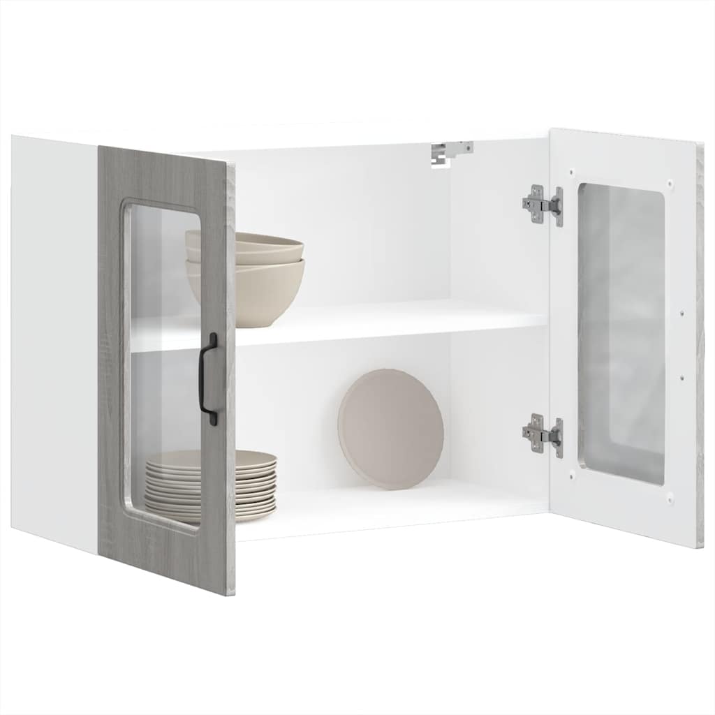 vidaXL Armario pared cocina puerta de cristal Kalmar sonoma gris