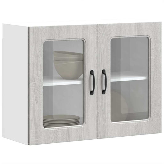 vidaXL Armario pared cocina puerta de cristal Kalmar sonoma gris