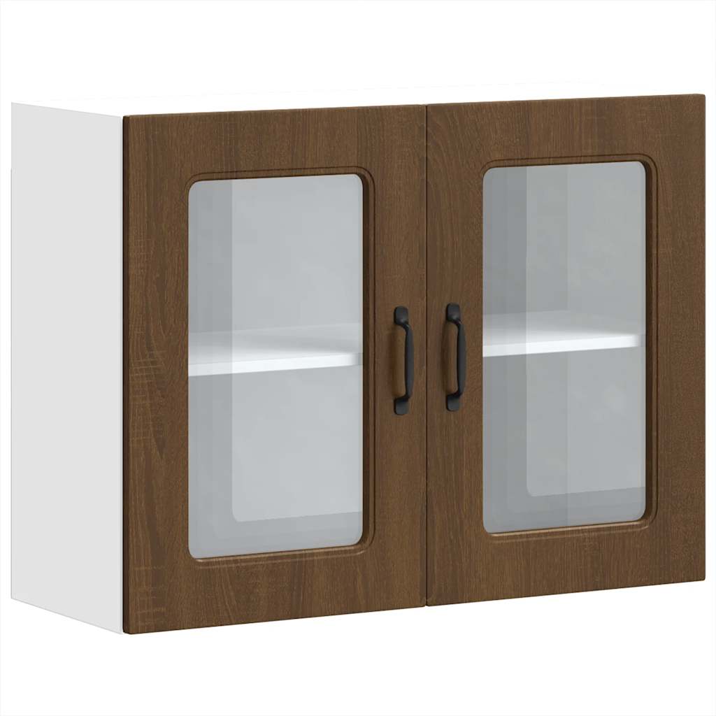 vidaXL Armario pared cocina puerta de cristal Kalmar roble marrón