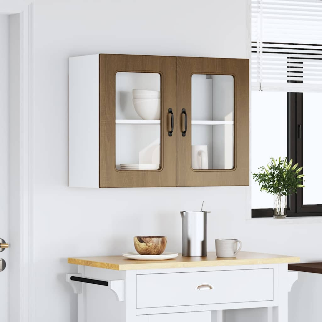 vidaXL Armario pared cocina puerta de cristal Kalmar roble marrón