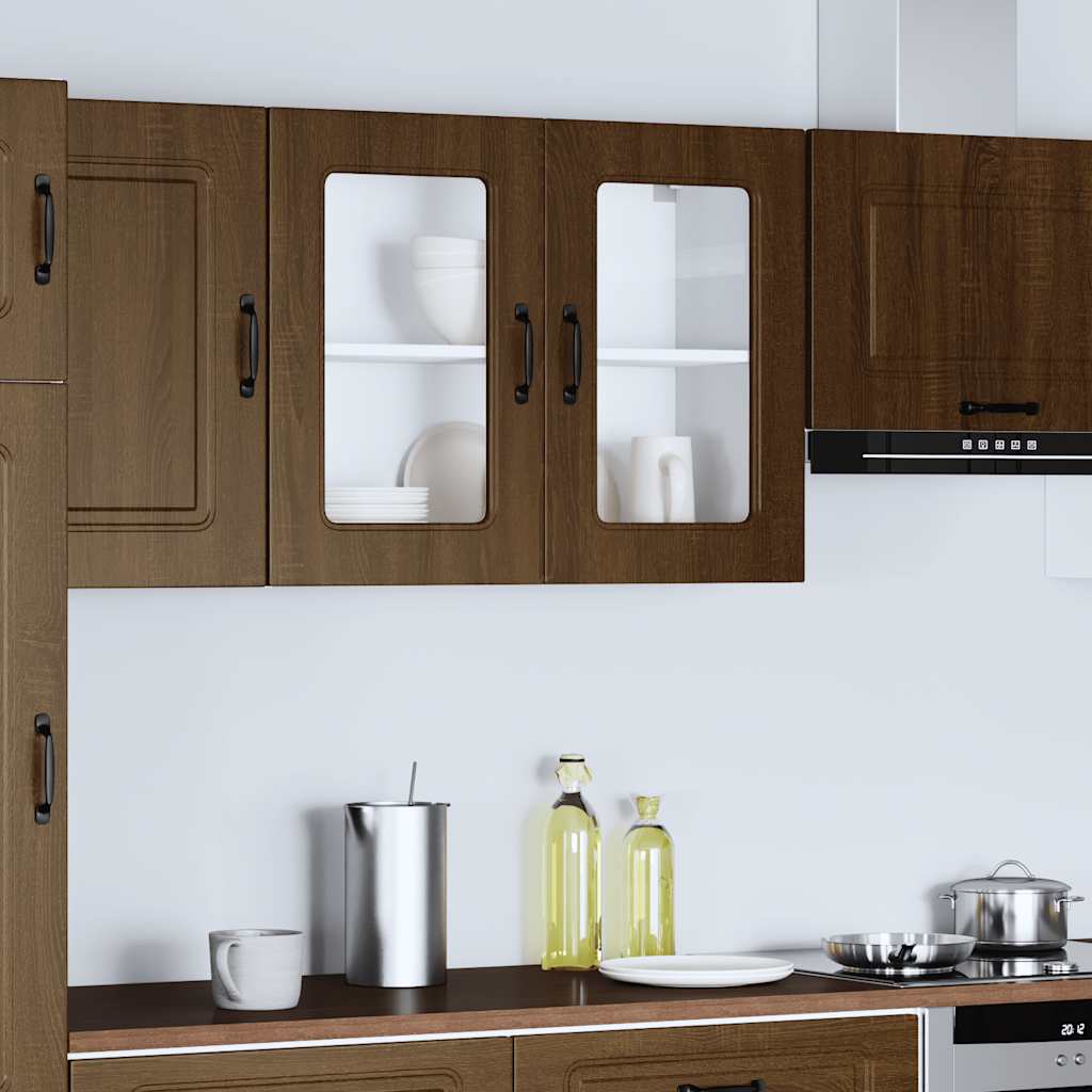 vidaXL Armario pared cocina puerta de cristal Kalmar roble marrón