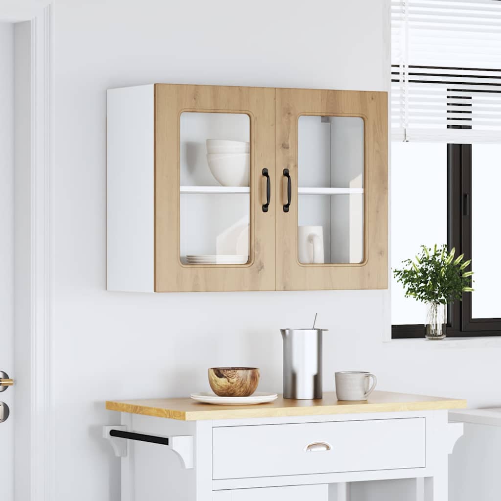 vidaXL Armario pared cocina puerta de cristal Kalmar roble artesanal