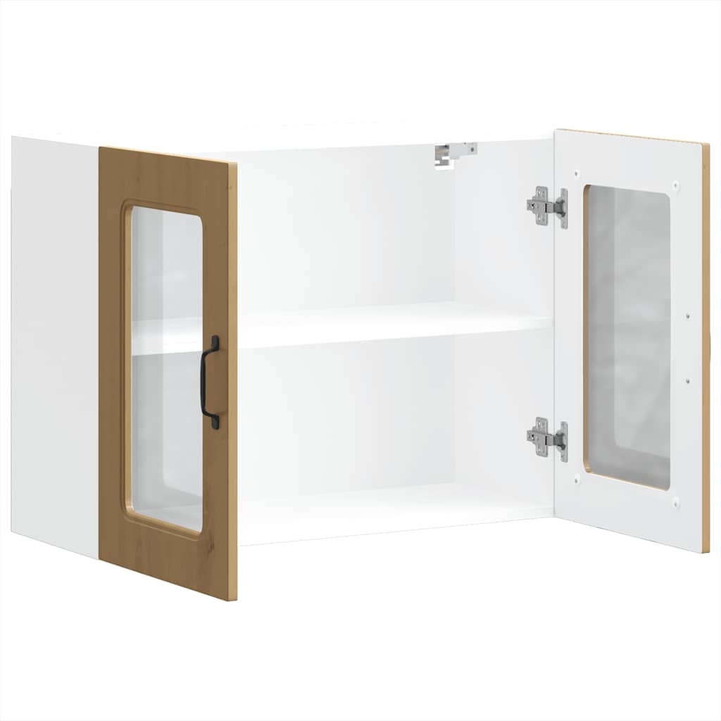 vidaXL Armario pared cocina puerta de cristal Kalmar roble artesanal