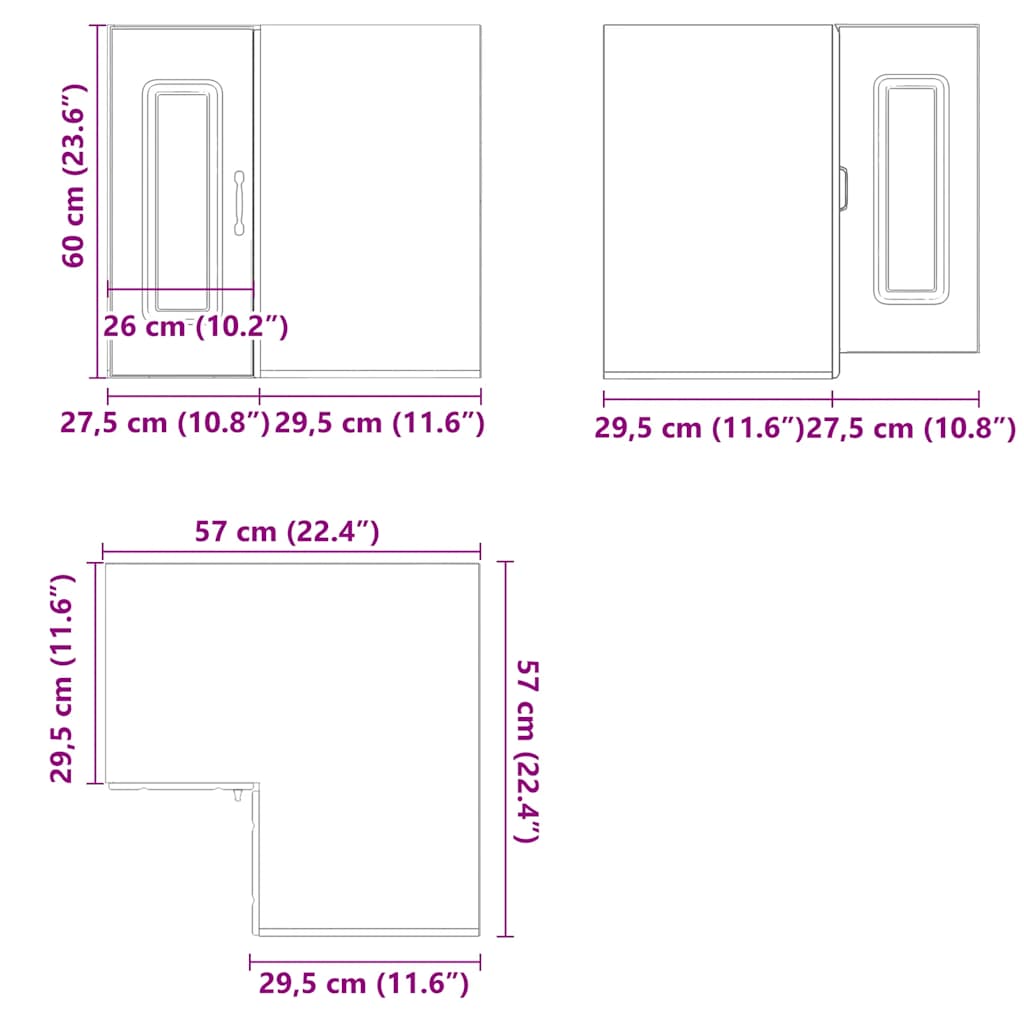 vidaXL Armario de cocina de esquina de pared Kalmar gris hormigón