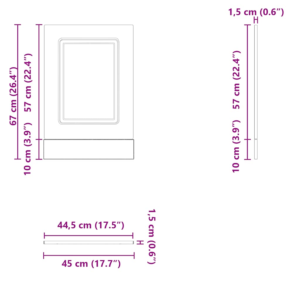 vidaXL Panel para lavavajillas Kalmar roble sonoma 45x1,5x67 cm