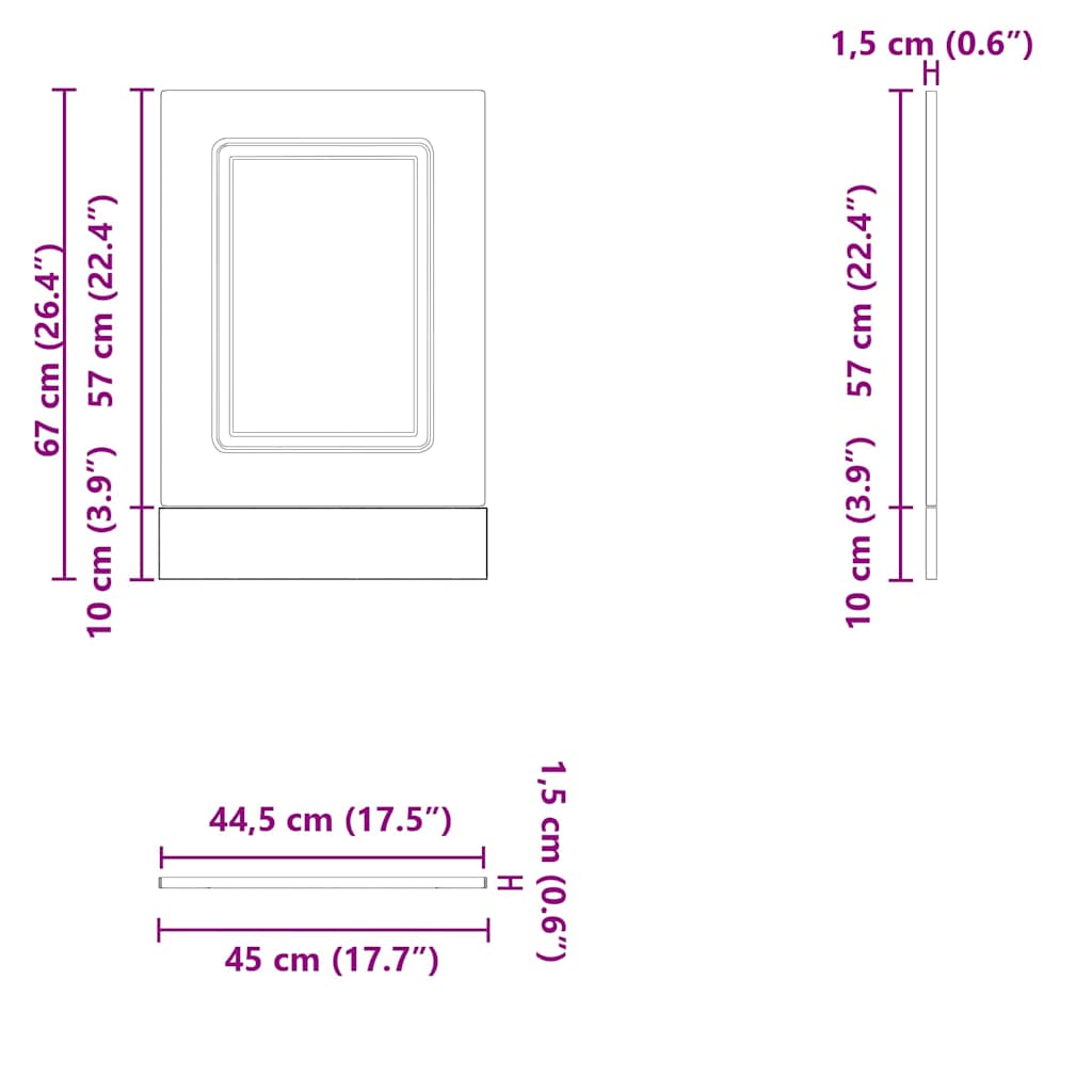 vidaXL Panel para lavavajillas Kalmar gris sonoma 45x1,5x67 cm