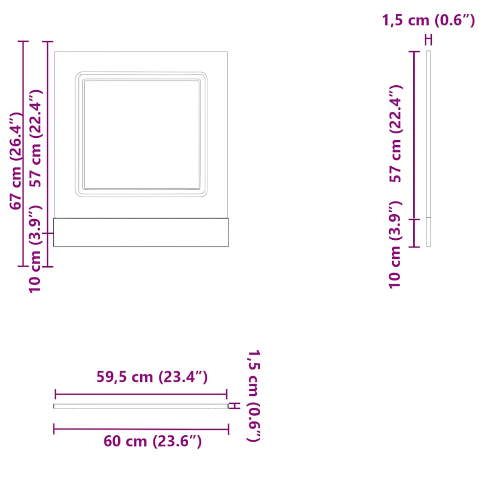 vidaXL Panel para lavavajillas Kalmar roble Sonoma 60x1,5x67 c