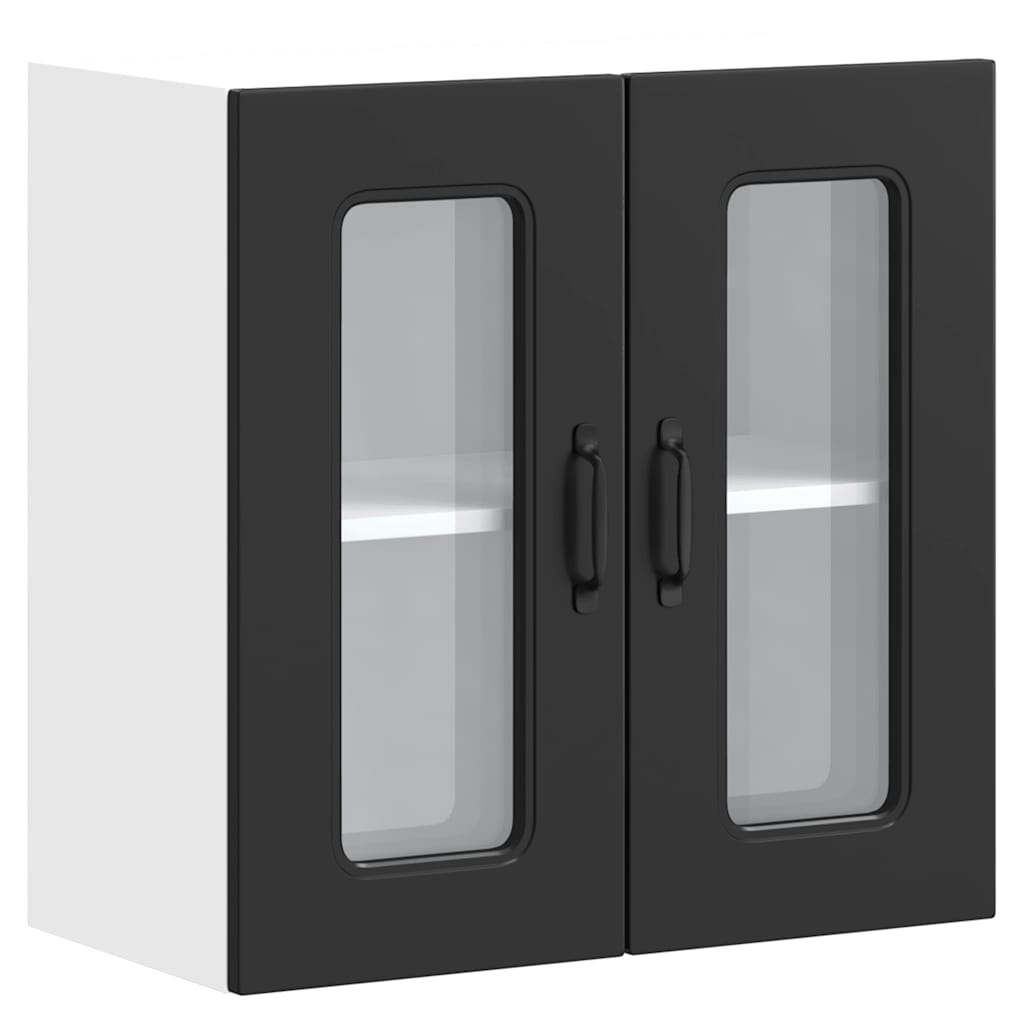 vidaXL Armario pared cocina puerta de cristal Kalmar negra