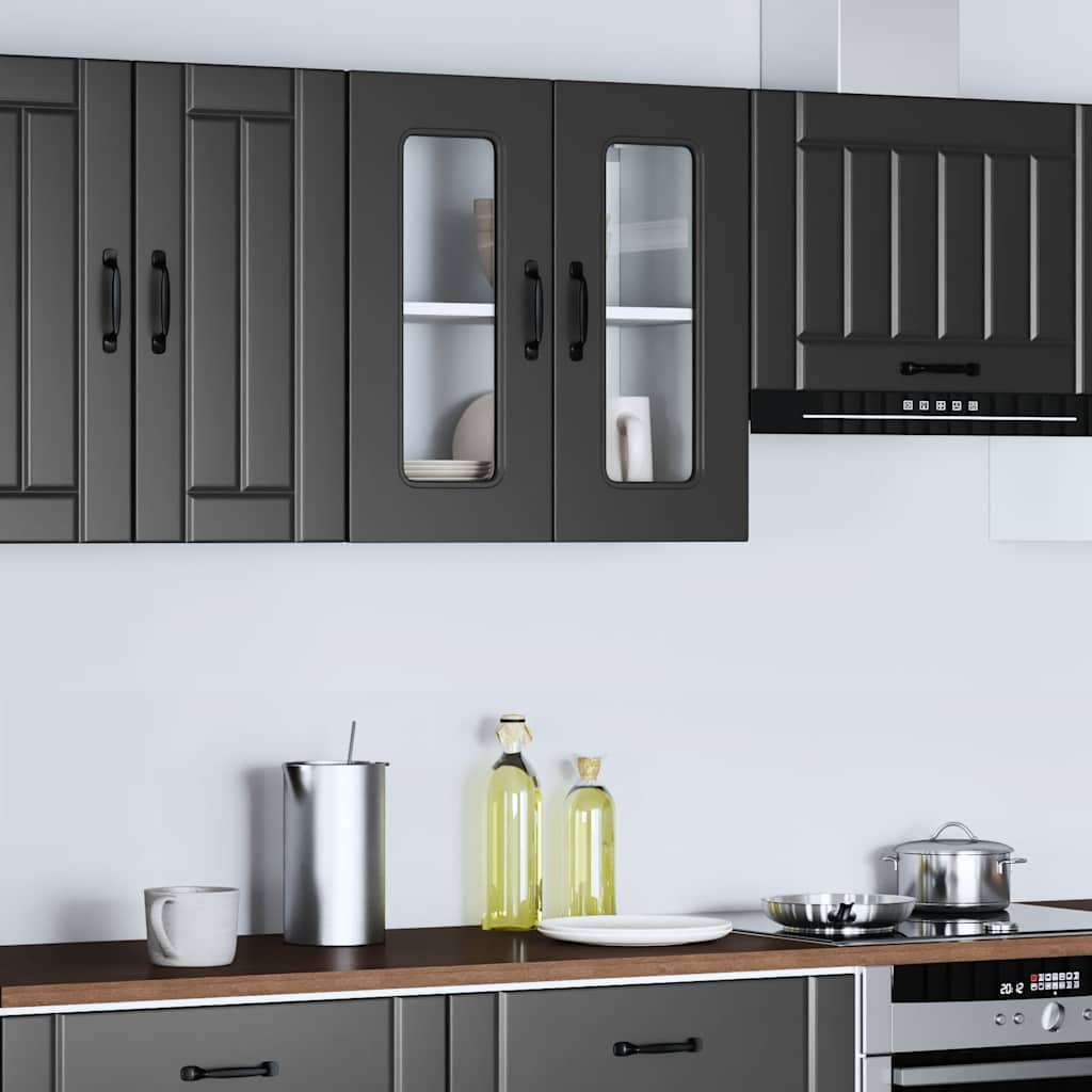 vidaXL Armario pared cocina puerta de cristal Kalmar negra