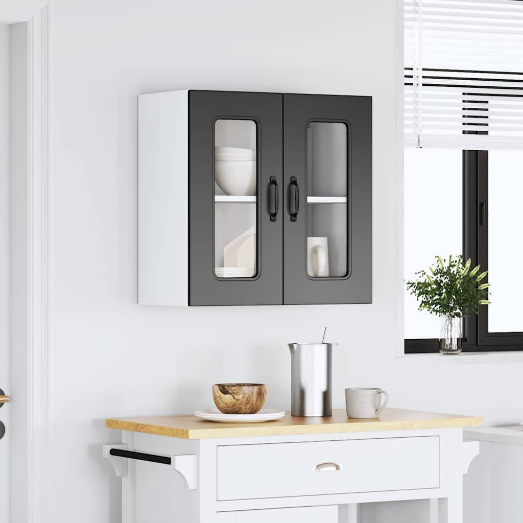 vidaXL Armario pared cocina puerta de cristal Kalmar negra