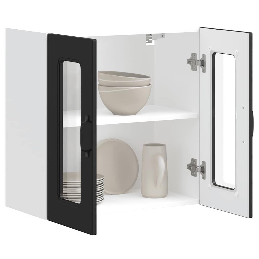 vidaXL Armario pared cocina puerta de cristal Kalmar negra