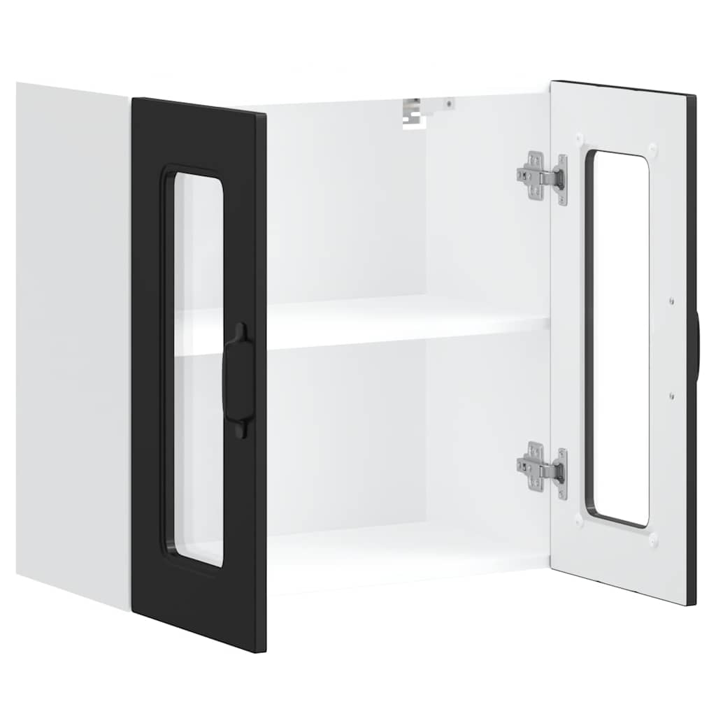 vidaXL Armario pared cocina puerta de cristal Kalmar negra