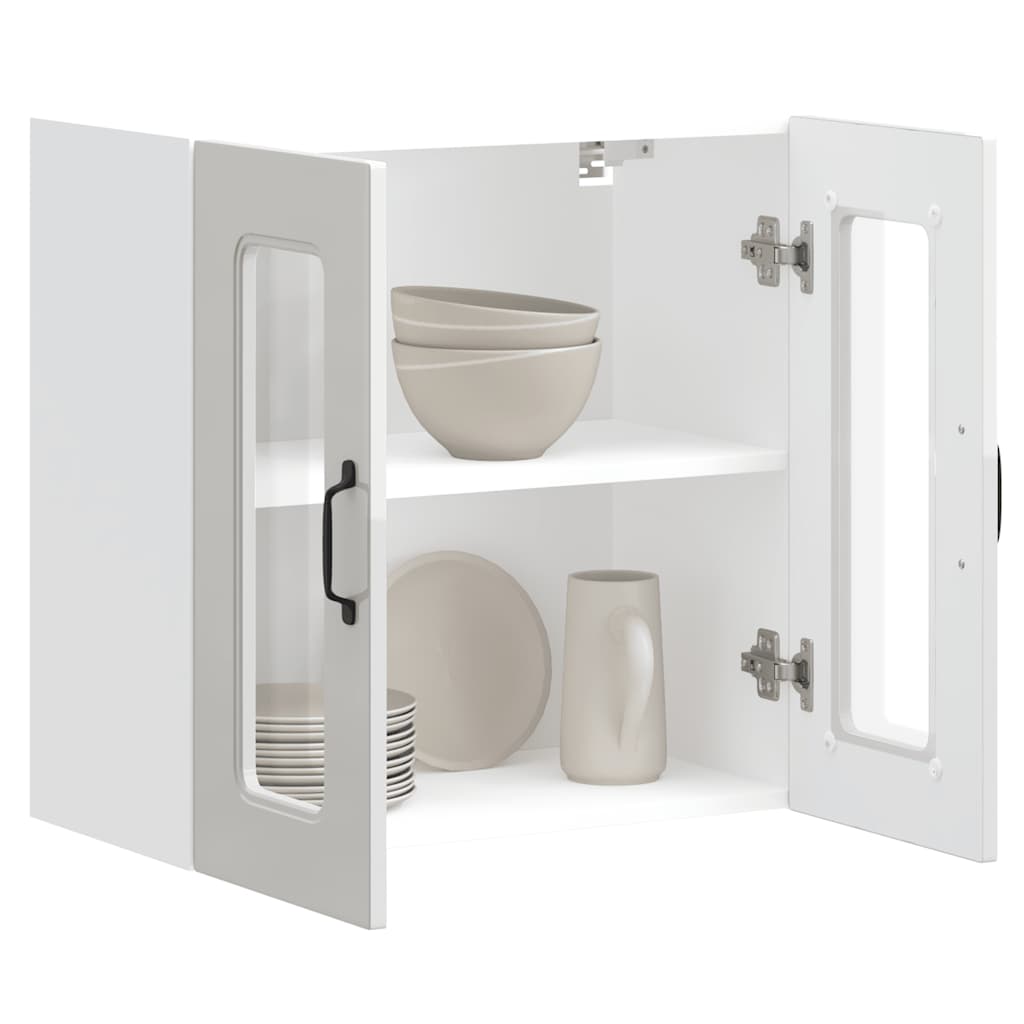 vidaXL Armario pared cocina puerta cristal Kalmar blanca alto brillo