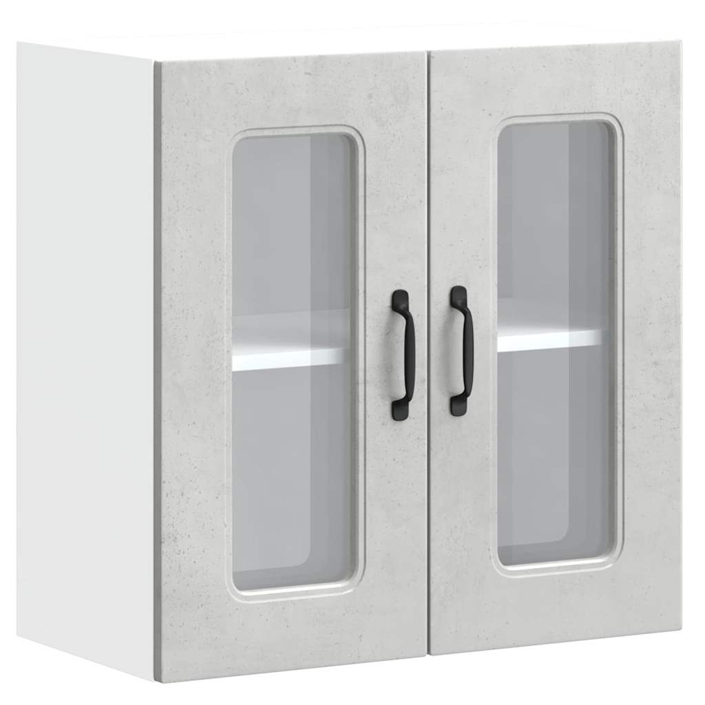 vidaXL Armario pared cocina puerta de cristal Kalmar gris hormigón