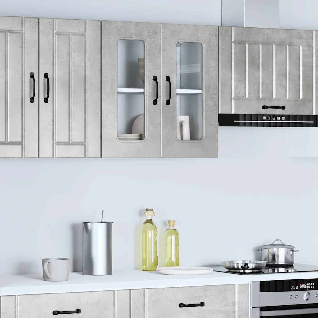 vidaXL Armario pared cocina puerta de cristal Kalmar gris hormigón