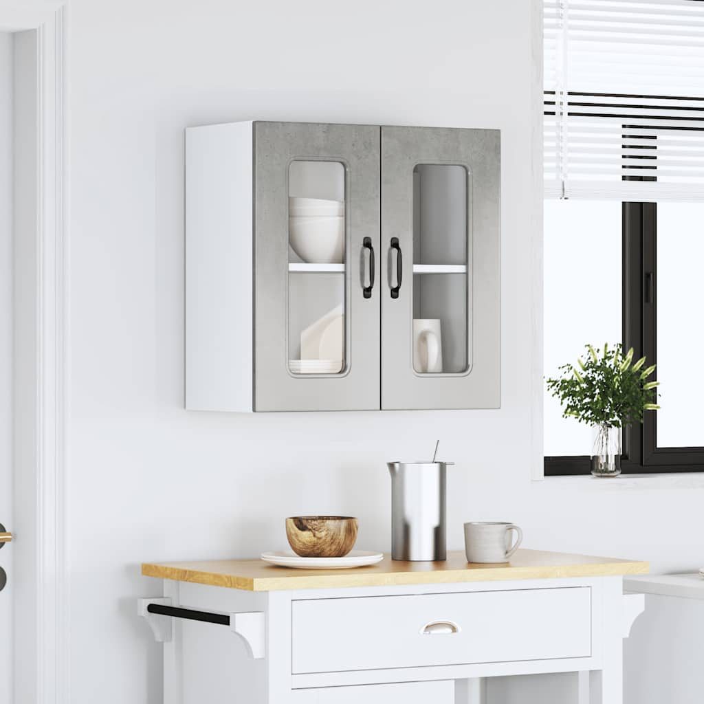 vidaXL Armario pared cocina puerta de cristal Kalmar gris hormigón