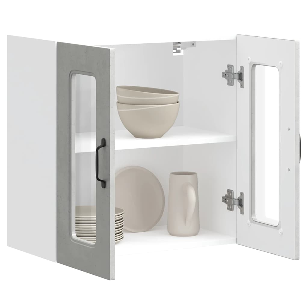 vidaXL Armario pared cocina puerta de cristal Kalmar gris hormigón