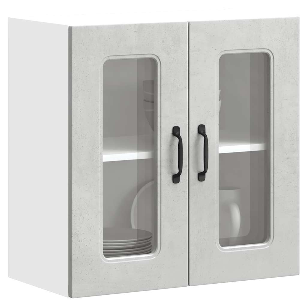 vidaXL Armario pared cocina puerta de cristal Kalmar gris hormigón