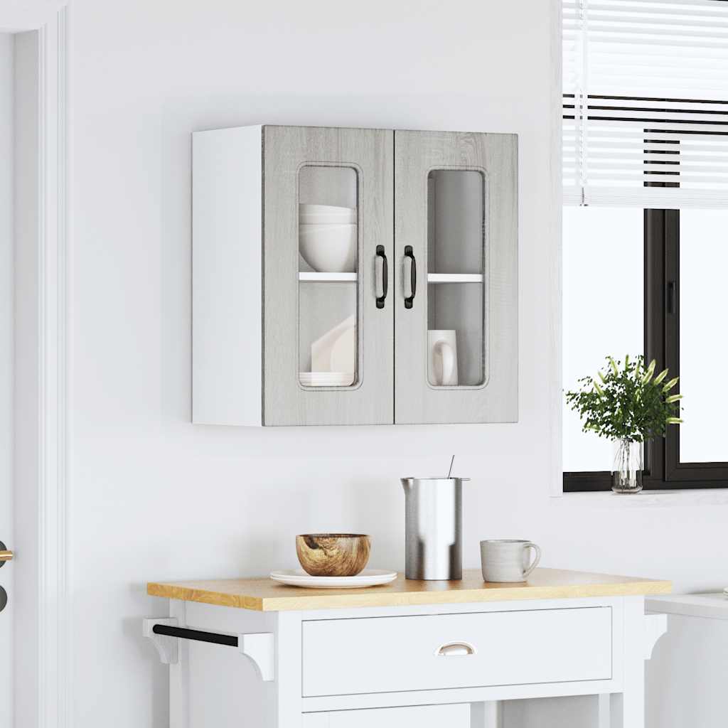 vidaXL Armario pared cocina puerta de cristal Kalmar sonoma gris