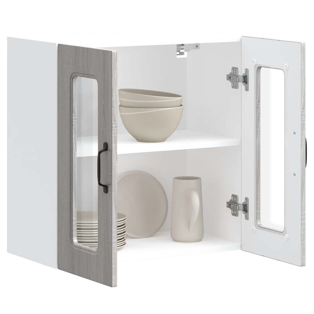 vidaXL Armario pared cocina puerta de cristal Kalmar sonoma gris