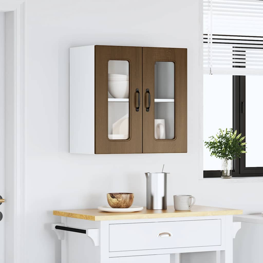 vidaXL Armario pared cocina puerta de cristal Kalmar roble marrón