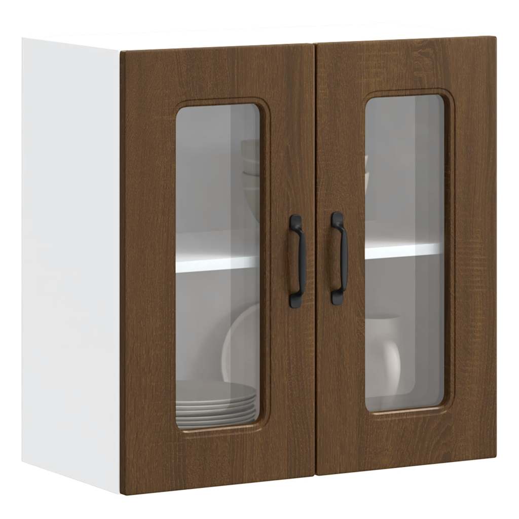 vidaXL Armario pared cocina puerta de cristal Kalmar roble marrón