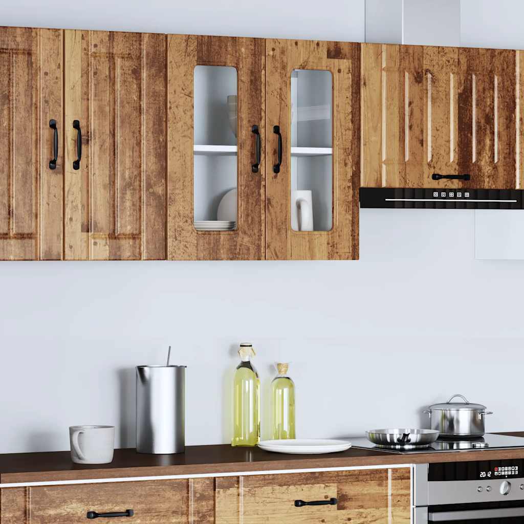 vidaXL Armario pared cocina puerta de cristal Kalmar madera vieja