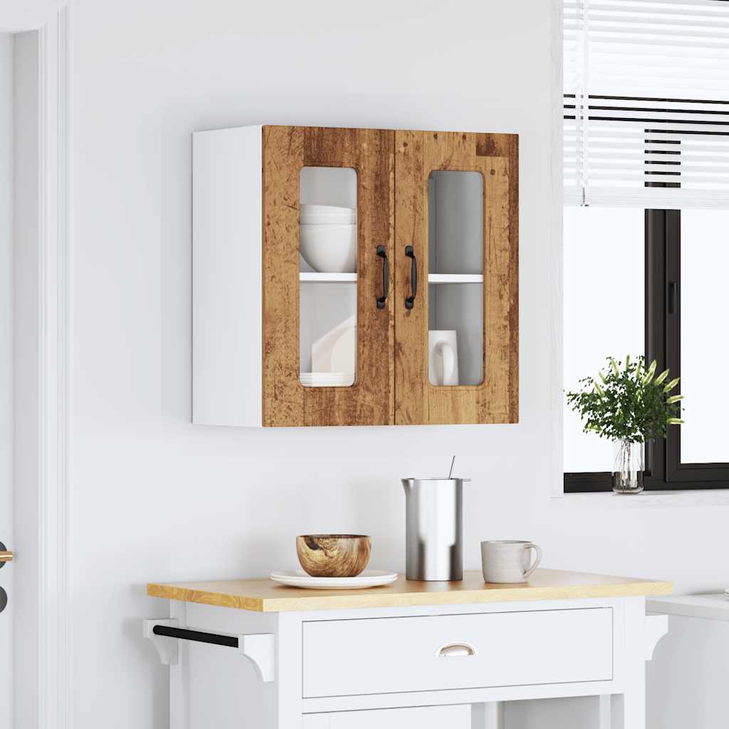 vidaXL Armario pared cocina puerta de cristal Kalmar madera vieja