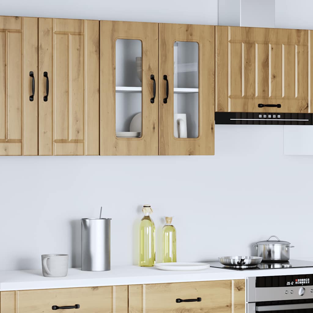 vidaXL Armario pared cocina puerta de cristal Kalmar roble artesanal