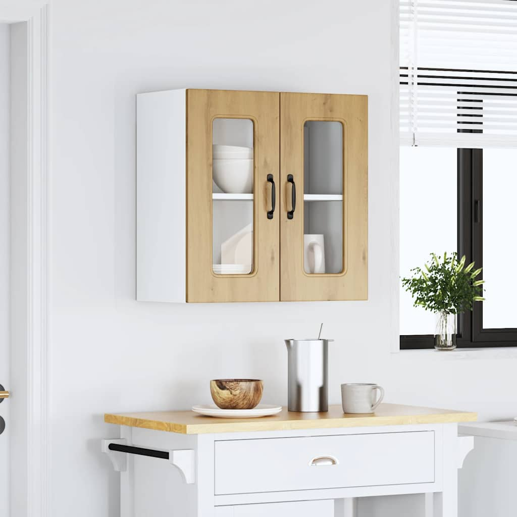 vidaXL Armario pared cocina puerta de cristal Kalmar roble artesanal