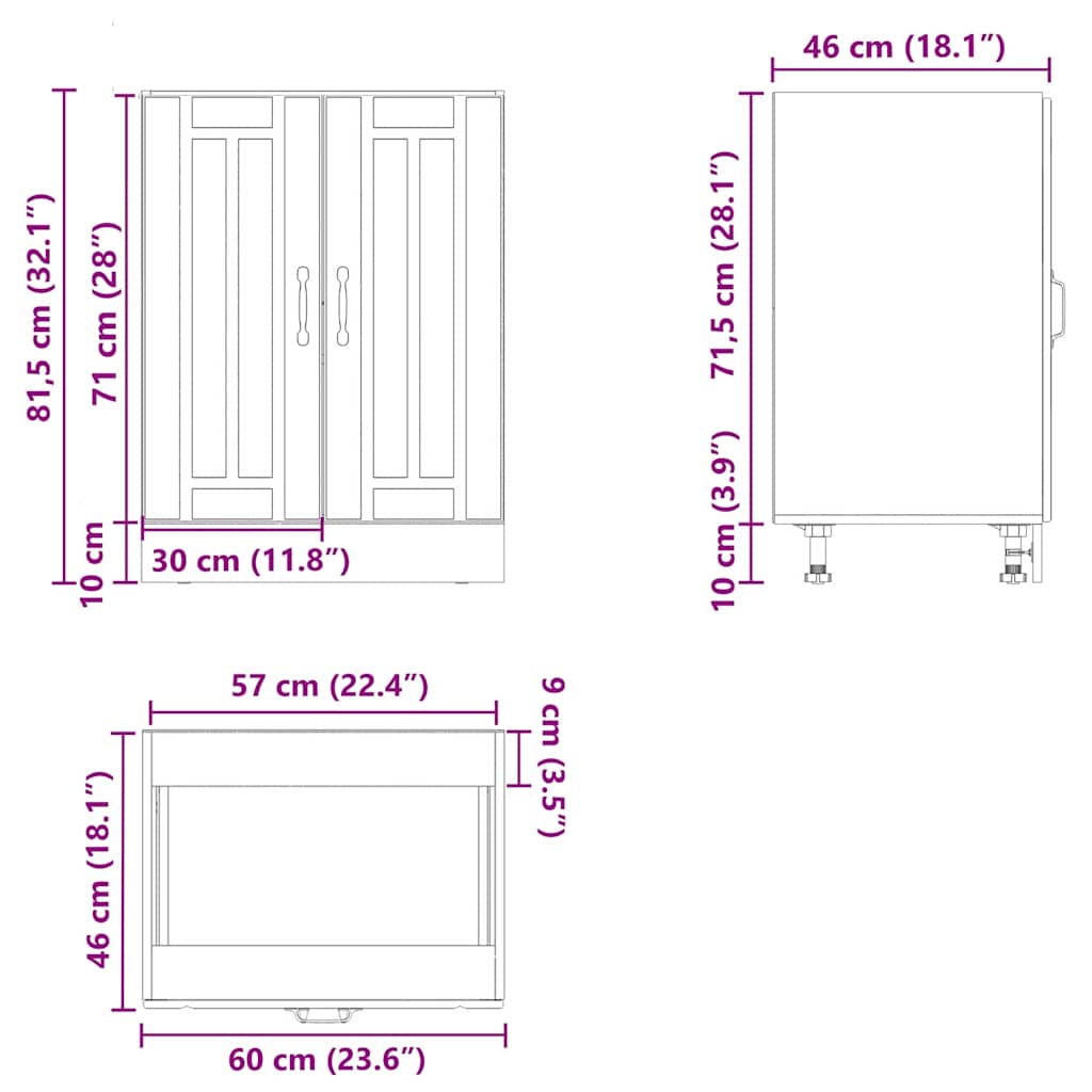 vidaXL Panel para lavavajillas Lucca madera contrachapada sonoma gris