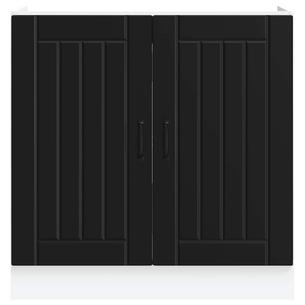 vidaXL Panel para lavavajillas Lucca madera contrachapada negra