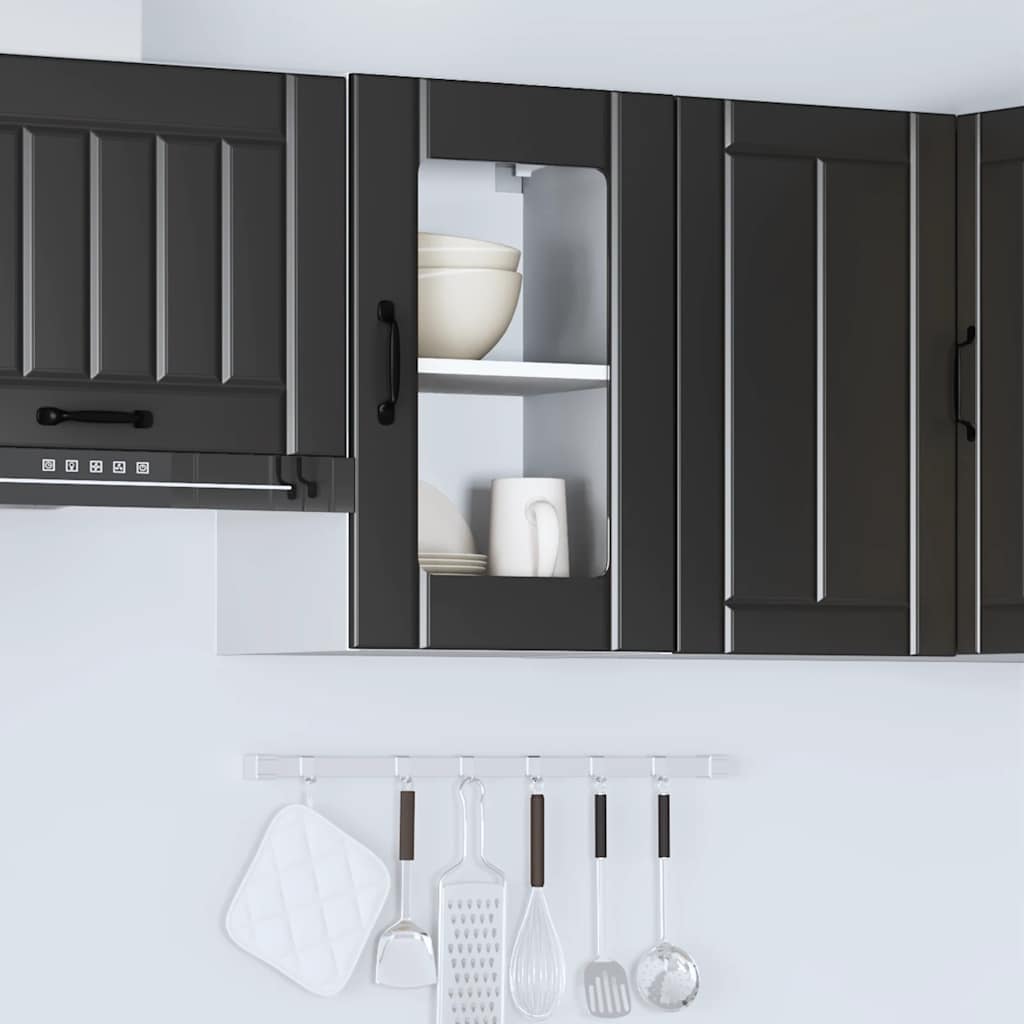 vidaXL Armario pared cocina puerta de cristal Lucca negro