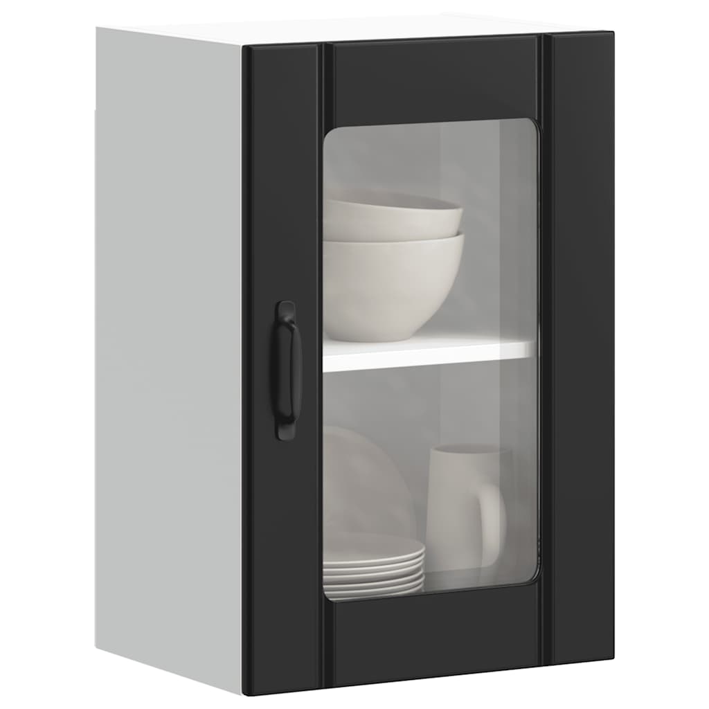 vidaXL Armario pared cocina puerta de cristal Lucca negro