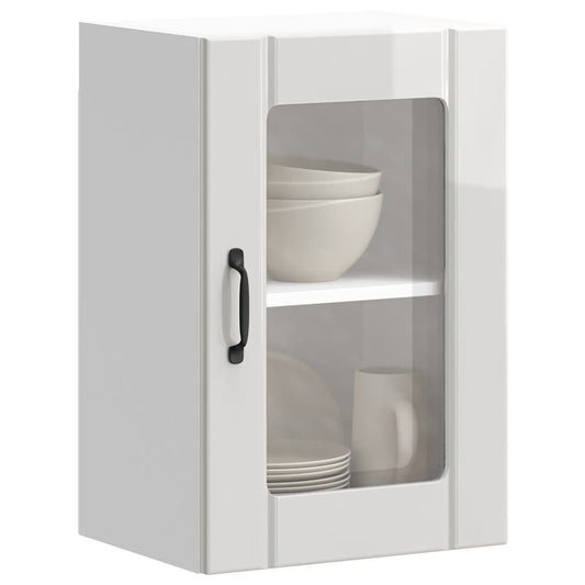 vidaXL Armario pared para cocina puerta cristal Lucca blanco brillante