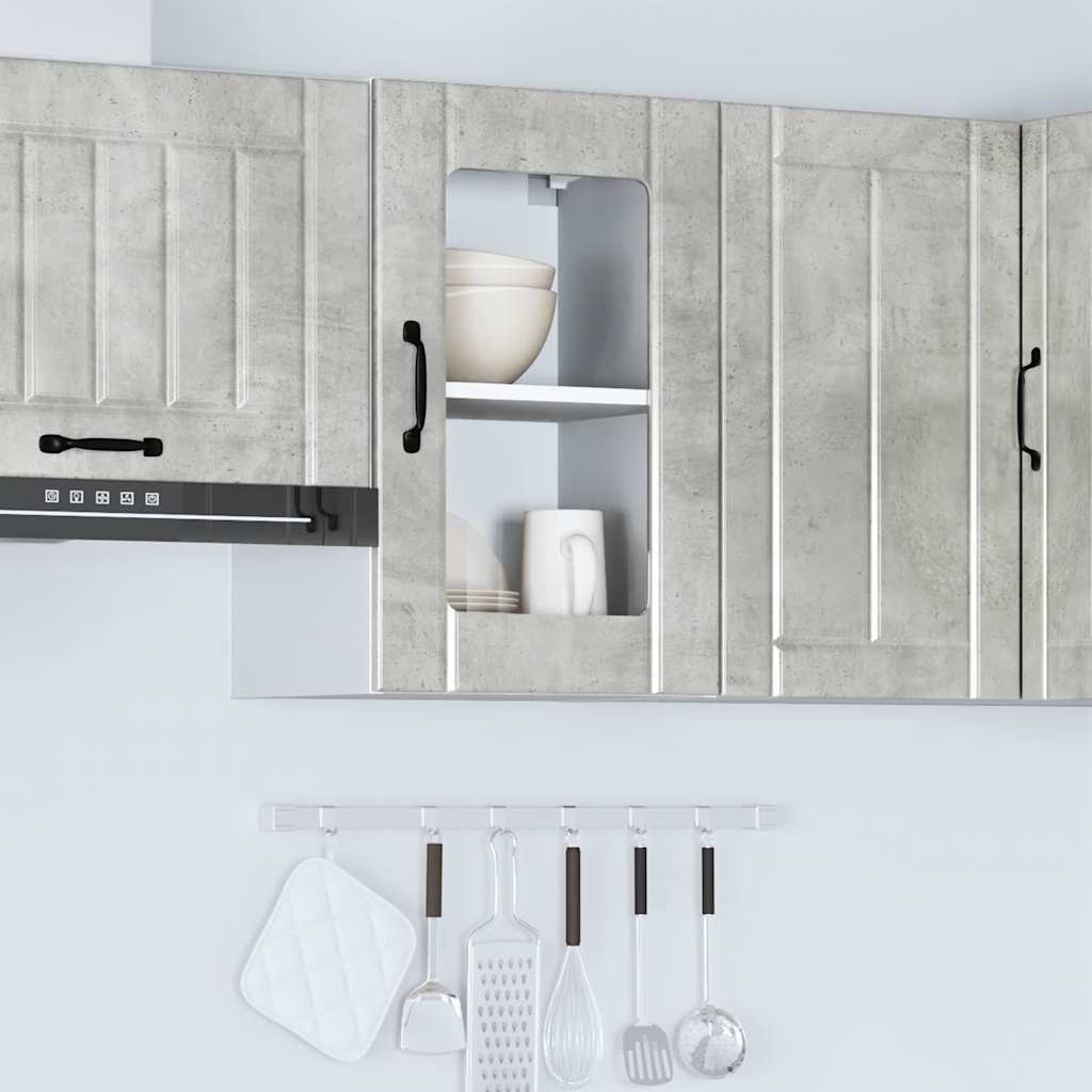 vidaXL Armario de pared para cocina puerta cristal Lucca gris hormigón