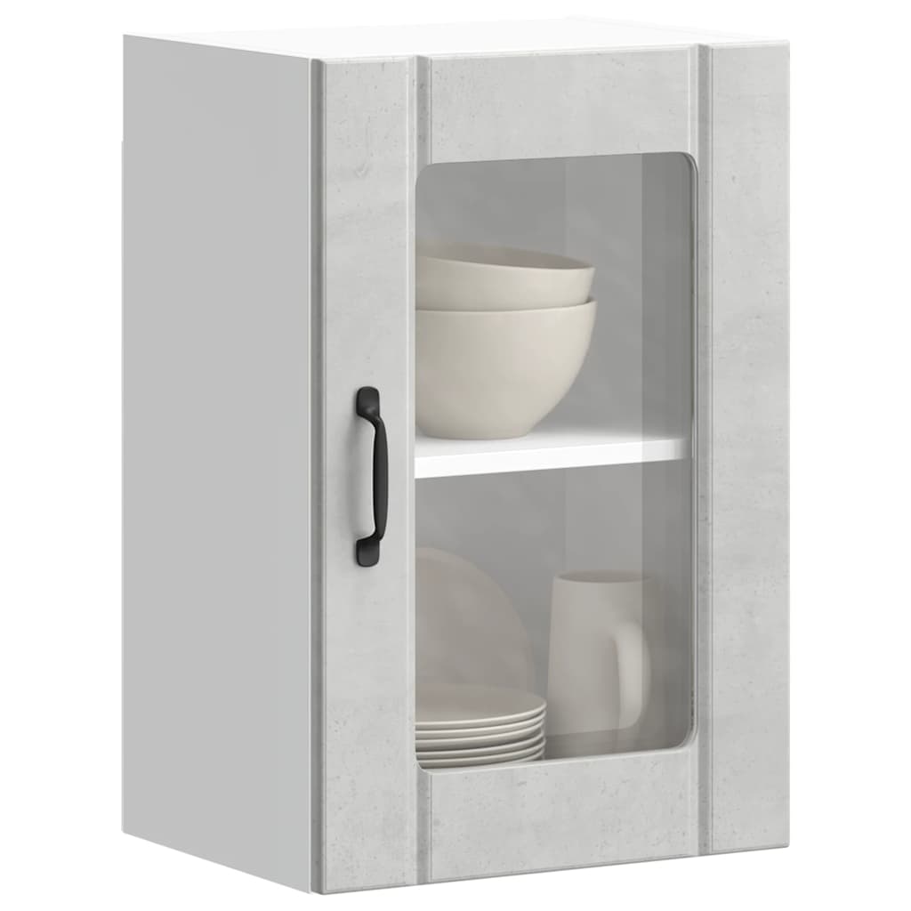 vidaXL Armario de pared para cocina puerta cristal Lucca gris hormigón