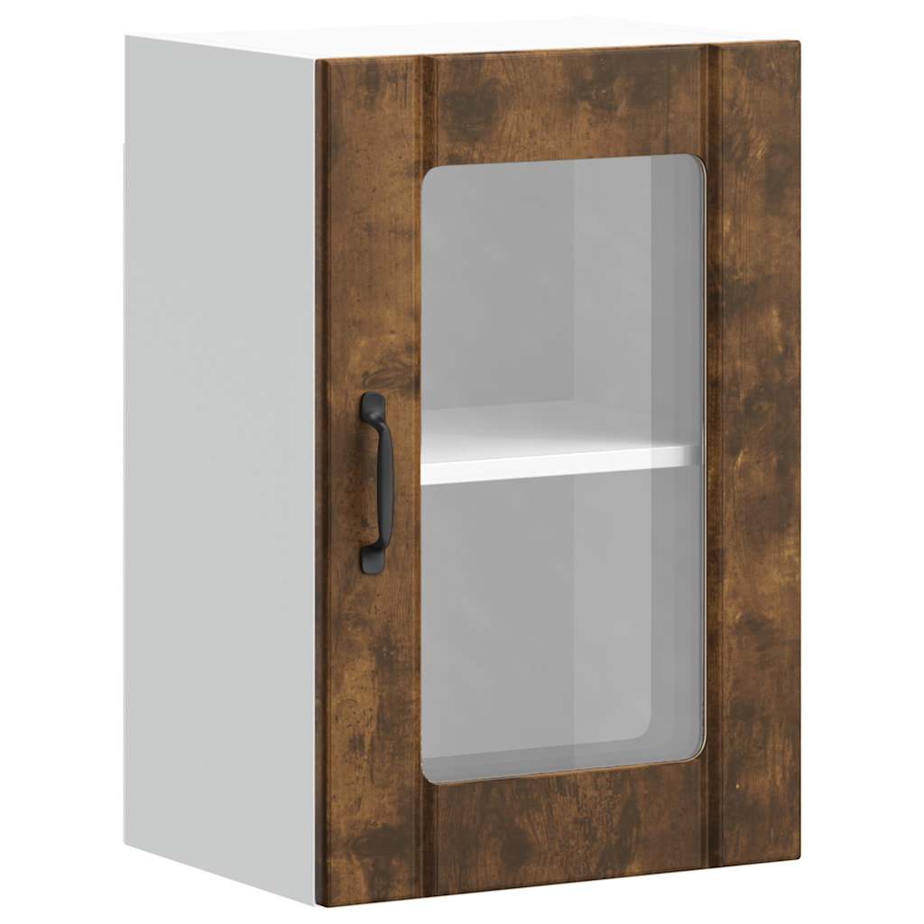 vidaXL Armario de pared para cocina puerta cristal Lucca roble ahumado