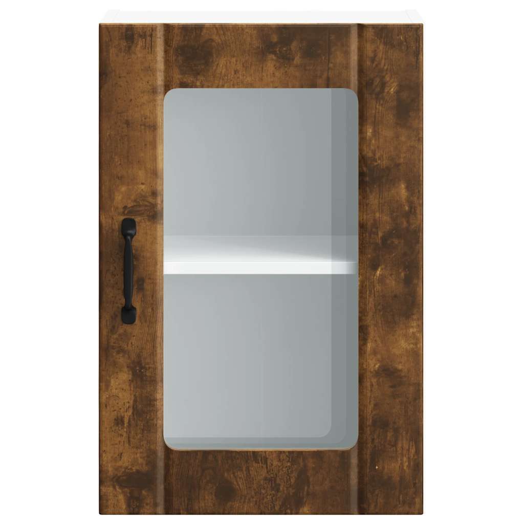 vidaXL Armario de pared para cocina puerta cristal Lucca roble ahumado