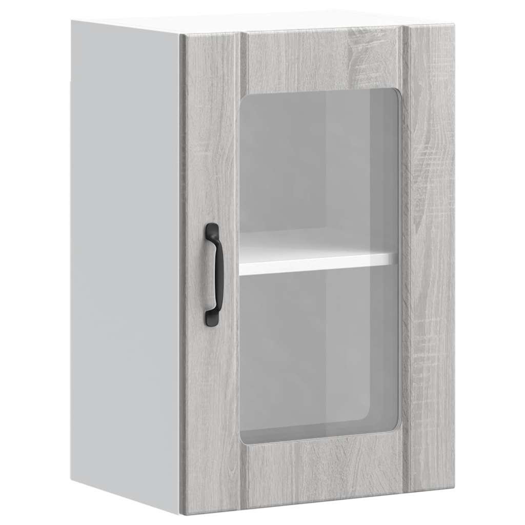 vidaXL Armario de pared para cocina puerta cristal Lucca gris sonoma