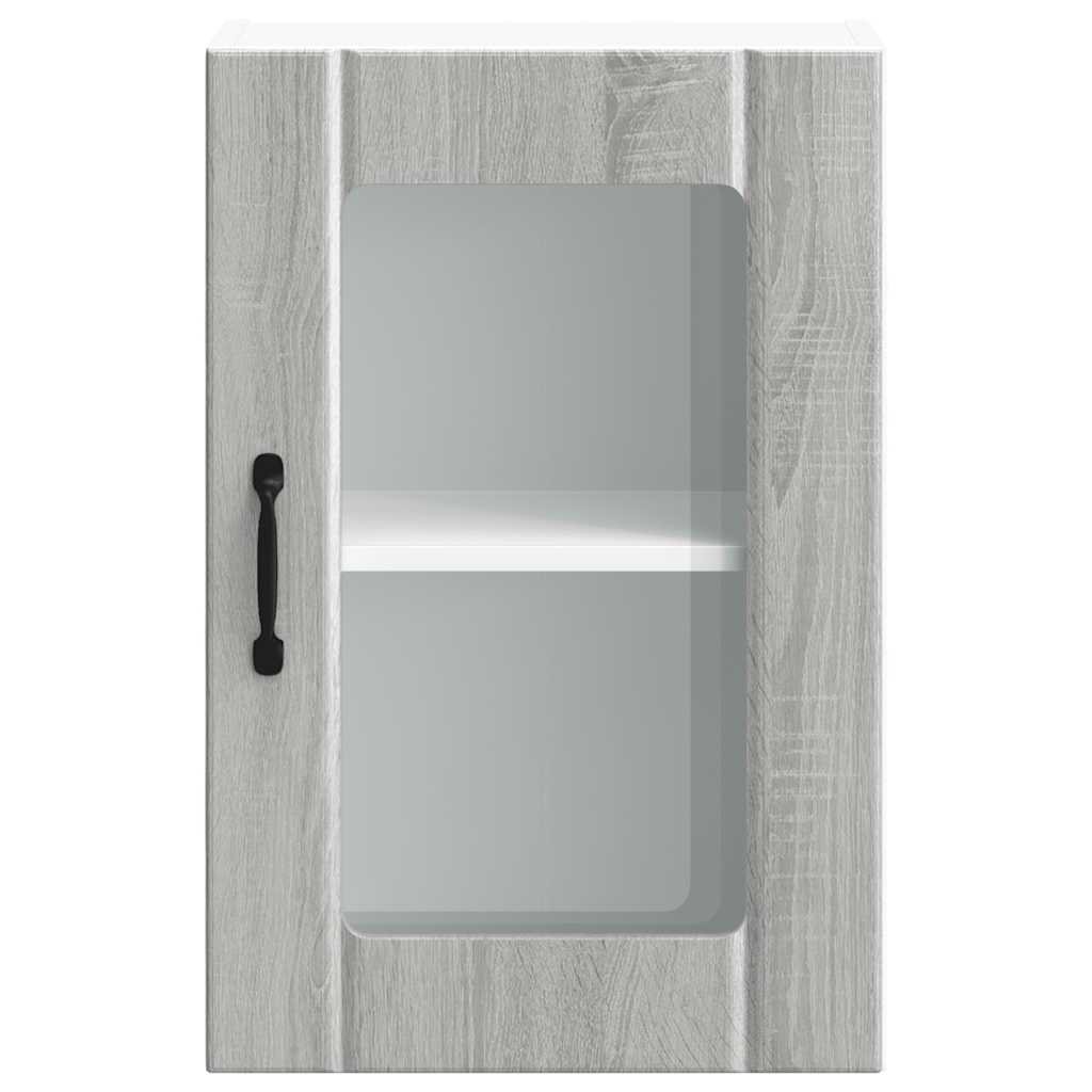 vidaXL Armario de pared para cocina puerta cristal Lucca gris sonoma