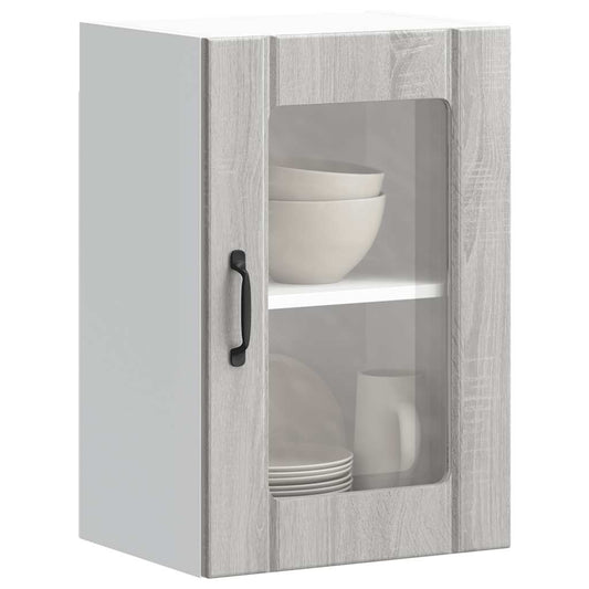 vidaXL Armario de pared para cocina puerta cristal Lucca gris sonoma