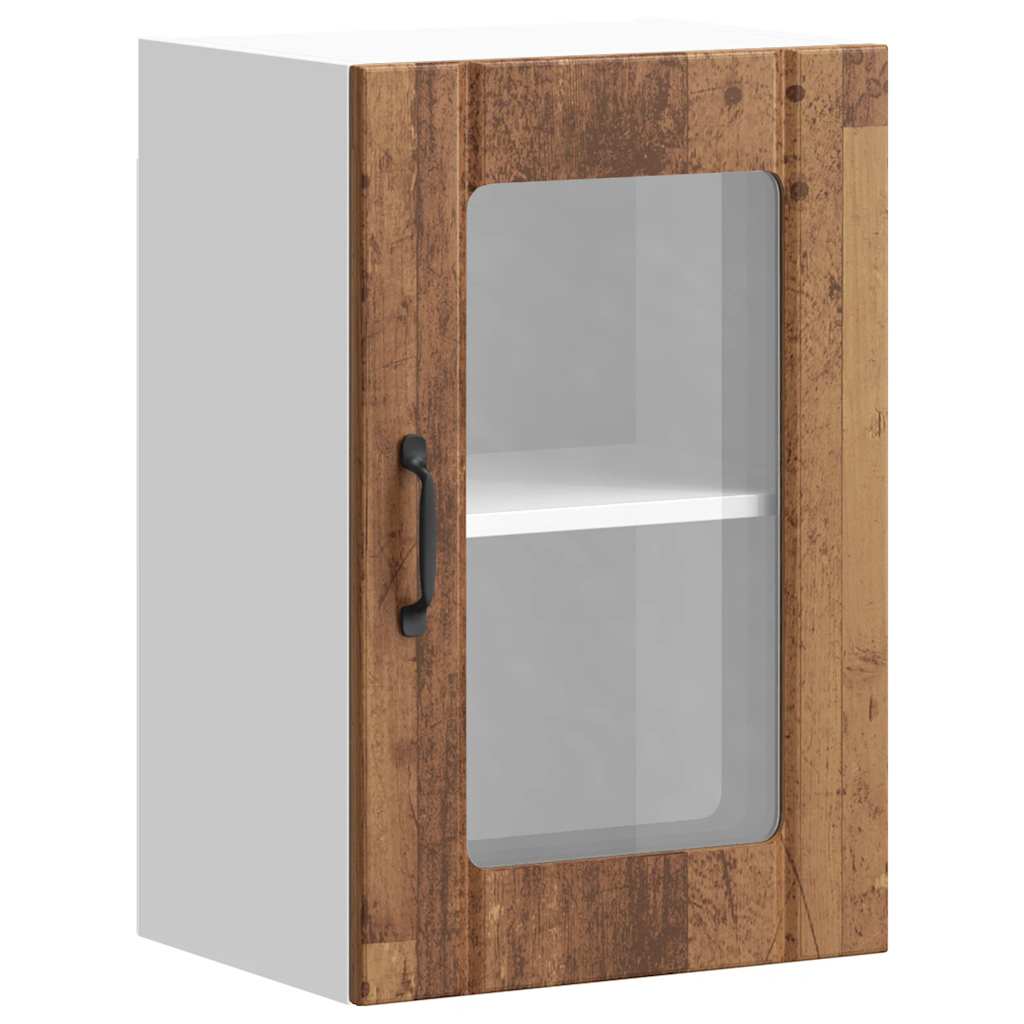 vidaXL Armario pared cocina puerta de cristal Lucca madera vieja