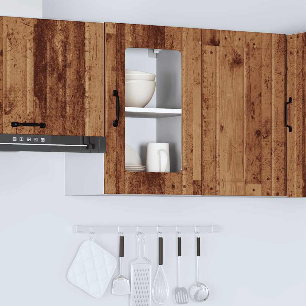 vidaXL Armario pared cocina puerta de cristal Lucca madera vieja