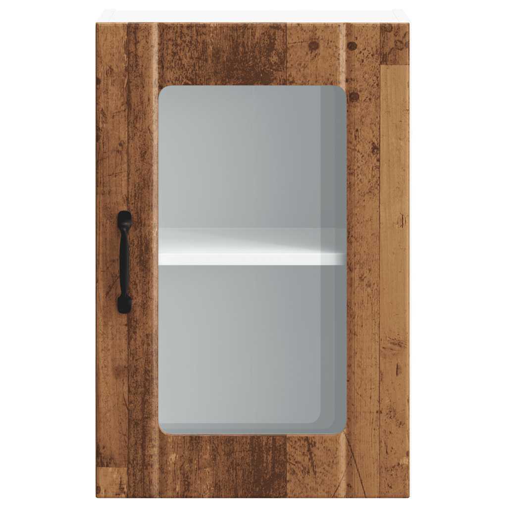 vidaXL Armario pared cocina puerta de cristal Lucca madera vieja