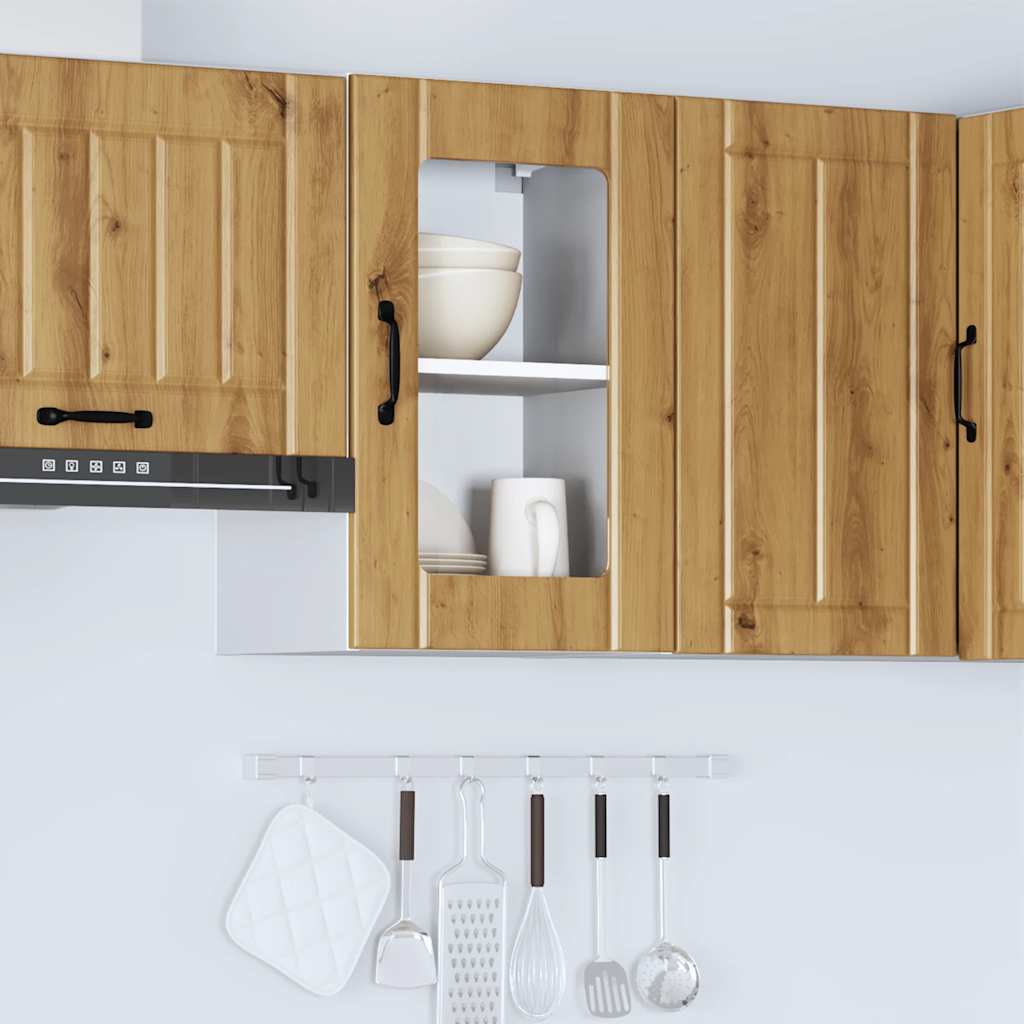 vidaXL Armario pared para cocina puerta cristal Lucca roble artesanal