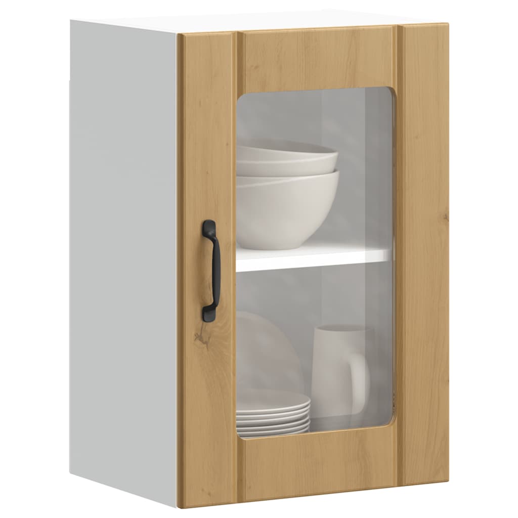 vidaXL Armario pared para cocina puerta cristal Lucca roble artesanal